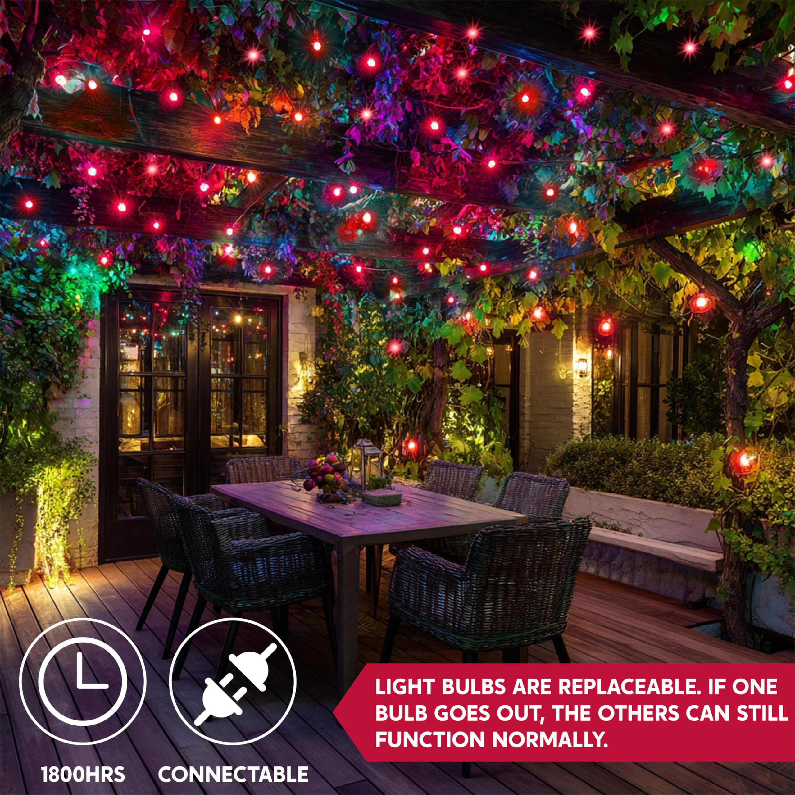 Amazon.com: Joiedomi Red Christmas Lights Outdoor,42.8FT Christmas
